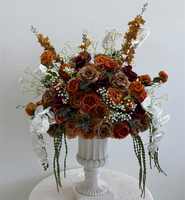 Boule de fleurs artificielle orange-brun de qualité supérieure PPS, 60 cm, pour décoration de centre de table de mariage et événements