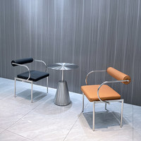 Table basse ronde en acier inoxydable minimaliste moderne, style industriel, avec base conique, pour café