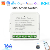Interruptor de Luz WIFI Mini RKHK, Interruptores de Circuito Tuya, Temporizador, Control Remoto Inalámbrico, Solución de Automatización del Hogar Inteligente