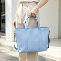 Sac fourre-tout en nylon personnalisé unisexe, couleur unie, sac à bandoulière de plage avec fermeture éclair et doublure en polyester
