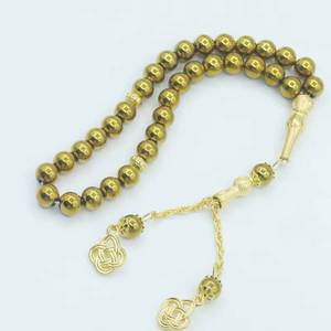 La fábrica suministra al por mayor las cuentas de hematita de 10 mm de la marca étnica YASEEN, 33 cuentas de piedra sólida para Tasbih, artículos religiosos para Eid Mubarak. - Product Image 1