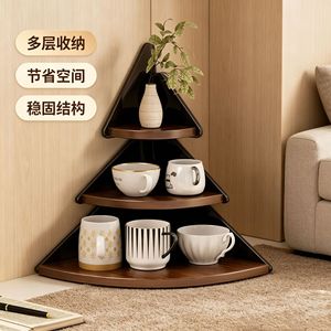 ชั้นวางของเข้ามุม 3 ชั้น ชั้นวางของไม้สำหรับใส่ถ้วยชุดน้ำชา จัดระเบียบพื้นที่โต๊ะ ประหยัดพื้นที่ ชั้นวางของเข้ามุมหลายชั้น - Product Image 1