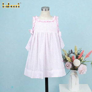 Vestido Midi de Gala para Niñas, Personalizable, con Diseño Geométrico Fruncido, 100% Algodón Ecológico, Transpirable, Primavera, ODM, Venta al Por Mayor, BB3284 - Product Image 1