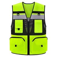 Gilet de sécurité réfléchissant multi-poches respirant grande taille, conception double couche, vêtements de travail pour patrouille