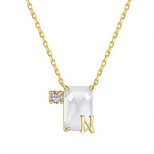 Dylam New Arrival <b>Initial</b> Letter <b>Necklace</b> S925 <b>Silver</b> 5A Zirconia N Alphabet 26 Letters Gradient Color Crystal Pendant <b>Necklace</b> - Product Image 1