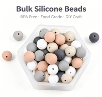 Perles en silicone personnalisées sans BPA, de qualité alimentaire, rondes, en vrac, pour jouets sensoriels, dentition bébé, brosse à dents DIY, attache-tétine et loisirs créatifs