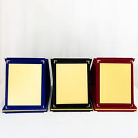 Boîte en velours pliable verticale personnalisée avec logo, noir, bleu, rouge, jaune, plaque de certificat avec plaque dorée MH-J0669
