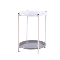Table d'appoint multifonctionnelle à 2 niveaux avec plateau, structure en fer résistante à la rouille, table compacte pour boissons et collations, idéale pour les petits salons