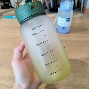 كوب ماء رياضي متدرج بلوري مع قش سيليكون مرتد سهل الاستخدام كوب محمول في الهواء الطلق على حبل كوب مشروب كاجوال - Product Image 5