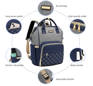<span class=keywords><strong>Mochila</strong></span> Pañalera, Bolsa de Bebé con 15 Bolsillos, Bolso de Viaje para Niña o Niño con Bolsillo Térmico, Linda Bolsa de Pañales con Correas para Cochecito - Product Image 4