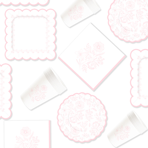 DAMAI - Juego de Decoración para Fiestas de Cumpleaños, Venta al por Mayor, Platos de Papel Románticos con Flores Rosas, Mantel, Vajilla Desechable para Fiestas - Product Image 4