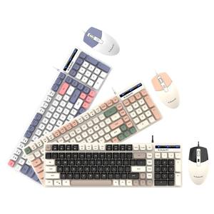 Combo de Teclado y Ratón con Cable, Diseño Color Block, Sensación Mecánica, USB, para Juegos y Oficina, para Computadora Portátil - Product Image 1
