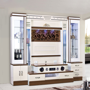 Set di Mobili di Lusso in Legno, Tavolino da Salotto Nero con Specchio Dorato, Illuminazione LED, Ultimo Design di Mobile Porta TV - Product Image 6