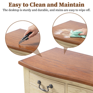 <span class=keywords><strong>Coiffeuse</strong></span> <span class=keywords><strong>vintage</strong></span> 46 pouces avec miroir à cadre floral incurvé, table de maquillage élégante avec 5 tiroirs et tabouret en cuir - Product Image 5