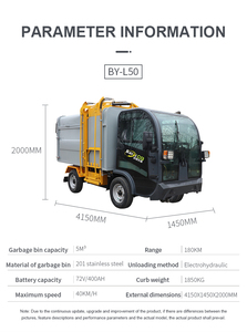 รถบรรทุกขยะไฟฟ้าแบบยกข้าง 5 คิว รุ่น BY-L50 รถทำความสะอาดถังขยะสำหรับขาย - Product Image 6