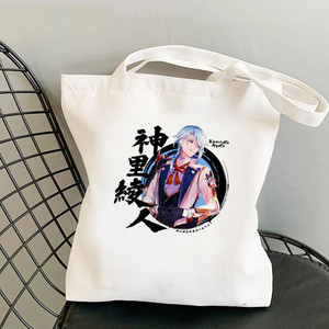Bolsa de lona impresa con diseño de <span class=keywords><strong>Kamisato</strong></span> <span class=keywords><strong>Ayato</strong></span> de Genshin Impact, estilo Harajuku, bandolera, bolso de compras. - Product Image 6