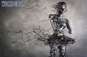 Açık bahçe Metal sanat dekorasyon soyut yaşam boyutu kadın paslanmaz çelik heykel - Product Image 6