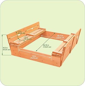 Kids Outdoor Sandpit Wooden Natural Fot 2 to 4 Years <b>Children</b> Cover <b>Benches</b> Closable Weed Control Fabric - Product Image 2