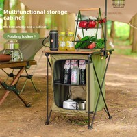 Armoire de rangement pliable pour le camping en plein air, portable, multifonctionnelle, en alliage d'aluminium, table et armoire à double usage