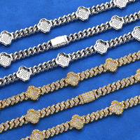 Collier chaîne cubaine NUOYA de luxe en argent sterling 925 avec trèfle à quatre feuilles en moissanite de 6 mm, bijoux hip-hop pour femme