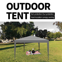 Carpa Plegable Impermeable de Cuatro Esquinas 3x3, Gazebo para Campamentos, Exposiciones, Playa, Protección Solar y Grandes Eventos