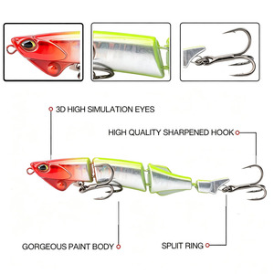 Señuelo de Pesca Multiarticulado de 2 Secciones, Cebo Duro Tipo Minnow Swimbait con Cola Metálica y Anzuelos Triples para Pesca de Lubina en Agua Salada y Ríos (6 Ríos) - Product Image 2