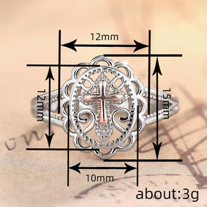 Anello a Croce T0903 Placcato Argento, Regalo Unisex Religioso Cristiano, Gioiello alla Moda - Product Image 4