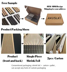 Akupanel Panneaux de murs en Mdf à lattes de bois Panneaux muraux acoustiques en bois pour le cinéma Panneau acoustique mural cannelé Décor à la maison