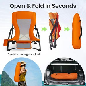 Silla de Playa Plegable de Hierro para Exteriores, Silla de Pesca Portátil de Respaldo Alto para Viajes, OEM - Product Image 2