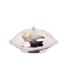 Plateau de service classique en acier inoxydable avec couvercle en dôme pour une restauration traditionnelle et moderne - Product Image 2