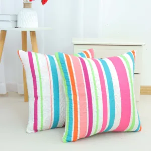 Sarung Bantal Trendi Baru Produsen Sarung Sofa Garis Pelangi Warna-warni Desain Kustom Sarung Bantal Sofa Poliester