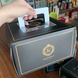 Cajas de papel kraft blanco con estampado personalizado, embalaje para llevar, cakebox de piña, recuerdo de boda de lujo, pastel de cumpleaños con mango - Product Image 6