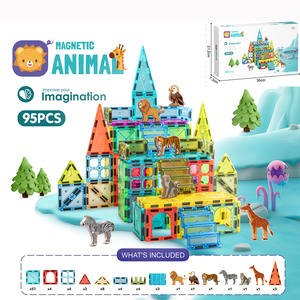 Tuiles magnétiques Château d'animaux 3D, blocs de construction magnétiques transparents avec figurines d'animaux, jouet éducatif STEM pour l'apprentissage créatif, cadeau - Product Image 6