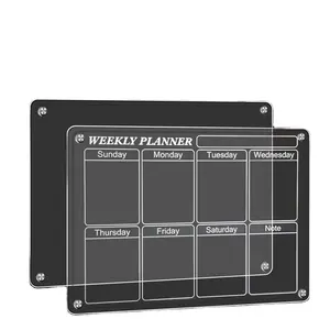 Transparent clair auto-adhésif pizarra calendrier acrylique magnétique tableau effaçable à sec pour réfrigérateur