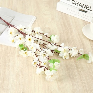 <span class=keywords><strong>Fleur</strong></span> <span class=keywords><strong>de</strong></span> pêche artificielle en soie, vente en gros, 3 Branches <span class=keywords><strong>de</strong></span> fleurs <span class=keywords><strong>de</strong></span> cerisier rose blanc pour décor <span class=keywords><strong>de</strong></span> mariage - Product Image 3