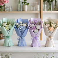 Kertas Pembungkus Bunga Tahan Air 56x56cm, Lembaran Kemasan Buket 70 Mikron, 20 Lembar Per Pak untuk Florist, Hadiah, dan Acara