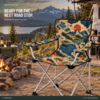 Chaise de voyage pliante robuste avec accoudoirs, porte-gobelet et motif logo personnalisé pour le camping en plein air (vente en gros)