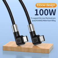 PD30W kabel Data Usb tipe-c 100W, kabel pengisi daya ponsel desain siku ganda