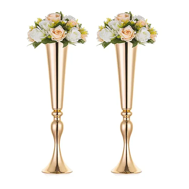 Arranjos florais do suporte do flor de ouro, vasos para mesas de casamento, decorações de mesa