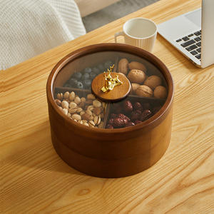 가정 구획과 중국 스타일 단단한 나무 과일 사탕 상자 호두 뚜껑 너트 트레이 말린 과일 스낵 저장 식품 사용 - Product Image 3