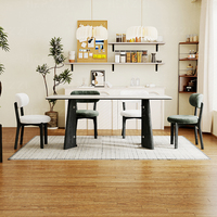 Style nordique moderne en acier inoxydable travertin en bois Table à manger ensemble élégant ardoise îlot de cuisine meubles de maison appartement Villa