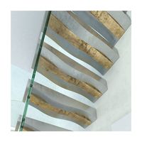 Conceptions personnalisées en usine Escalier de maison en duplex avec bande de roulement en verre feuilleté trempé Escalier d'intérieur invisible