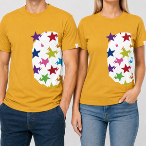 T-shirt unisexe bleu à col rond, imprimé logo blanc, coupe classique, manches courtes, vêtement décontracté toutes saisons, tissu jersey 100% coton - Product Image 4