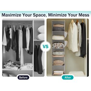 Hanging Closet Organizer 6 <b>Shelf</b> Light Grey Storage <b>Shelves</b> For Behind Door Use - Product Image 6