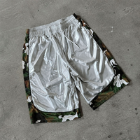 Shorts de basket-ball Bermuda 3/4 personnalisés OEM pour hommes, patchwork camouflage, cordon de serrage, décontractés, amples, pour la course à pied, streetwear, shorts de sport