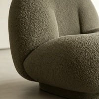 Fauteuil d'appoint moderne en tissu bouclé, fauteuil de loisirs courbé en mousse moulée pour salon et hôtel