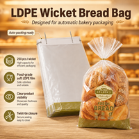 Sacs à pain en LDPE transparent de qualité alimentaire imprimés sur mesure, emballages en plastique pour pain en paine, pour boulangerie commerciale