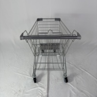 Carrito de Compras de Gran Capacidad Estilo Asiático, Carrito de Supermercado Metálico, Carrito de Mano con 4 Ruedas Giratorias