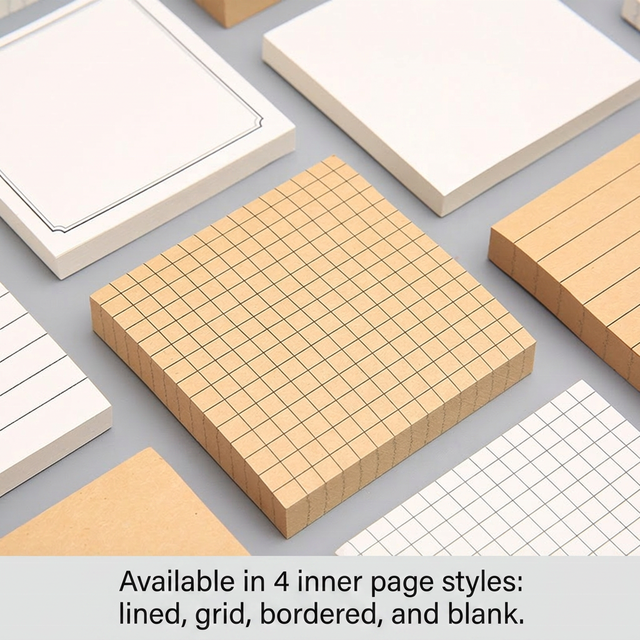 Bulk Office Stationery Sticky Notes 80 Sheets 7.3cm Portable Memo Pad 4 Inner Page Styles for To-Do Lists and Daily Reminder