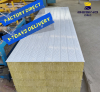 Panel Dinding Sandwich Rock Wool Prefab Kedap Suara dan Isolasi Termal untuk Rumah Sementara